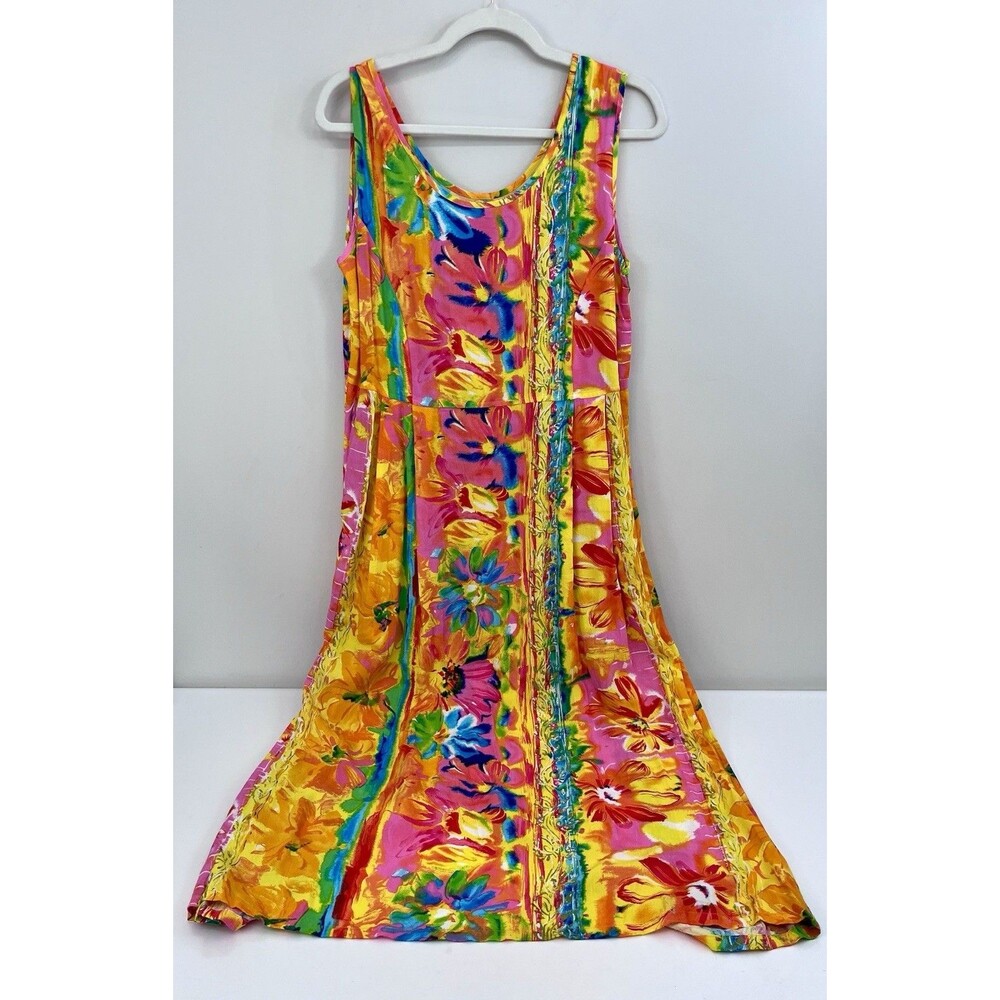Jams World Cantina Dress Vintage Beach Tank Bright Colorful Dress Size S